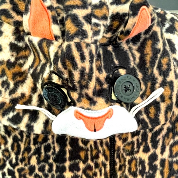 Nick & Nora Cheetah Cat Print Zipper Hooded Onesie Small - Picture 4 of 9